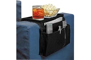 JINTN Sofa Armchair Organiser TV Remote Control Organizer Caddy Arm Rest Organiser Holder Sofa Tray Remote Caddy Chair Sofa Couch Storage Arm Tidy 6 Pockets Armchair Table Storage Bag with Cup Holder