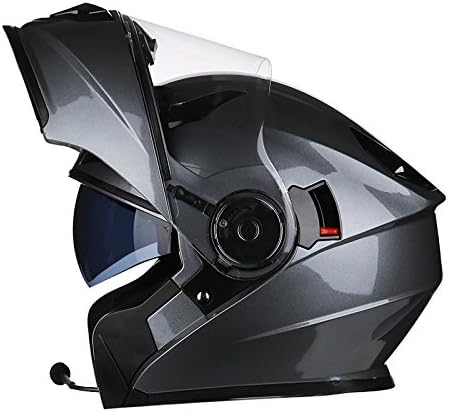 YRTK Motorcycle Helmets Men's Full-Face Helmets Cover With Bluetooth Four Seasons Flip-Up Helmets Hard Hat Electric,E-XXXL（61-62cm）