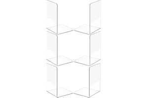 Strehknewen 6er Set Buchstützen Acryl Transparent – 18 x 12 x 12 cm – Bücherstütze für Büro, Regal, Schreibtisch & Bibliothek – Dekorative Buchhalter, 3 Paare