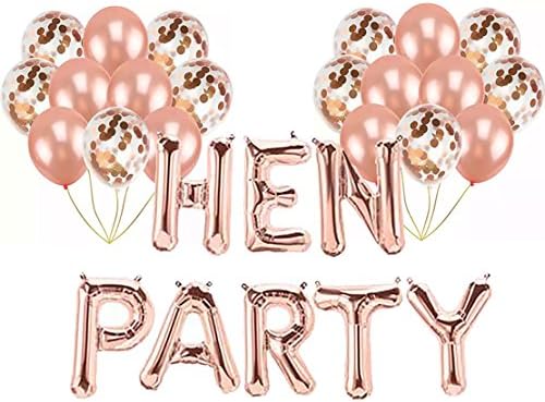 Hen Party Balloons Banner - Hen Party Decorations Accessories Set Rose Gold Balloons for Wedding Party Decoration (size 2)