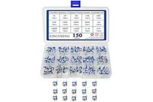 XINGYHENG BGTXINGI 150 Pieces Variable Resistance Trimmer Potentiometer Assortment 1/10 Watt 100 to 1 m Ohm 15 Values (10 Pieces for Each Value) with Storage Box