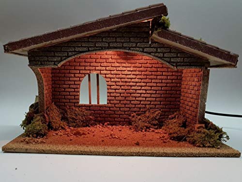 De Sisinno Cabaña para belén con Techo desfasado A Tejas, para statoine de 10/12 cm - Dimensiones: H22 x 35 x 20 cm