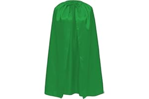 WILDARMS Capa de Disfraz Satinada para Niños y Adultos 90cm, Capa de Superheroe Halloween Cosplay Carnaval con Cinta Ajustable Unisex (Verde)