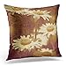 Produktbild rongxincailiaoke kissenbezüge Flower Semi Graphic Daisies Amber Gold Deep Red Yellow Abstract Decorative Pillow Case Home Decor Square 18 x 18 inch Pillowcase