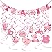 Produktbild OULII 30PCS es ist ein Mädchen Banner Dangling Swirl Spirale Anhänger Set für Baby Mädchen Geburtstag Party Baby Shower Gefälligkeiten