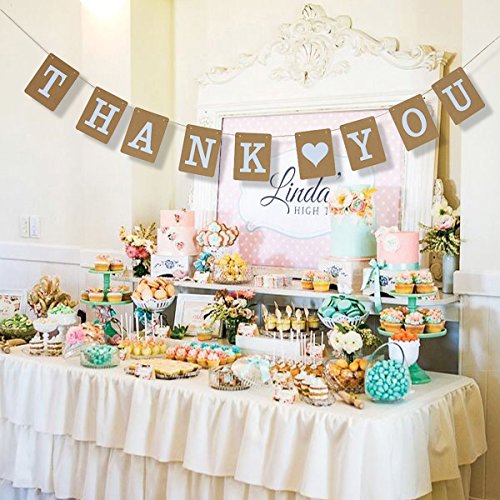 LUOEM Thank You Kraft Papier Girlande Hochzeit Party Dekoration - 2