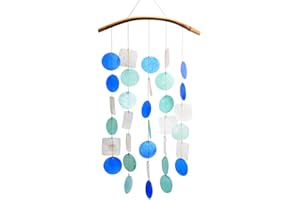 HAB & GUT -WCKU003B- Carillon à Vent Bleu/Vert/Blanc, Nacre, 66 cm, décoration de fenêtre, Mobile pour décorer fenêtre, terrasse, Balcon