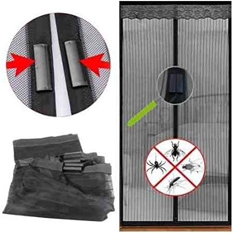 Magic Magnetic Door Curtain Mesh Bug Insect Mosquito Hands Fastening Fly Screen, 90cm x 210cm - Black by CASCACAVELLE