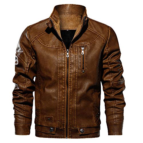Preisvergleich Produktbild Hanomes Herren Jacke,Herren Herbst Wintermode Casual Standplatz Reißverschluss Lederjacke Einfarbig Reißverschluss Classic Jacke