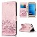 Produktbild Lonchee Schutzhülle / Cover / Handyhülle / Ledertasche / Brieftasche Etui für Huawei P9 Lite Marmormuster Gemalte Muster Design Folio PU Leder Tasche Case Hülle im BookStyle mit PU Leder Hülle Wallet Case – Rosengold