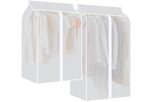 TIDEVAN Lot de 2 housses de protection porte-vêtements - Anti-poussière - PEVA transparent - 60x50x90 cm + 60x50x110 cm - Costume, manteau, t-shirt, veste