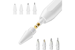 nimin Pencil Spitze für Apple Pencil - [8er Pack] Ersatzspitzen für Apple Pencil 2. Gen & 1. Gen, präzise Steuerung, Füllfederhalter-Schreibgefühl, flüssiges Schreiben, Kunststoff- und Metallspitzen