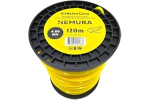 Nemura Fil Débroussailleuse Carré Ø: 4,00mm, L: 120m - Compatible avec d'autres Marques - Haute durabilité - Qualité Professionnelle - Marque Française