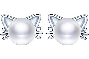 UNENDLICH U Infinito U- Pendientes del Gato Joyas de Perlas para las Mujeres Chicas Arete de Plata de Ley 925