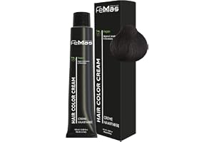 FemMas Hårfärg, svart 1, professionell färgkräm med arganolja, keratin och ceramider, permanent färg eller toning för ljusa och långvariga resultat, 100 ml