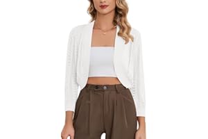 YADIFEN Summer Cardigans for Women 3/4 Batwing Sleeve Lightweight Cropped Cardigan Open Front Bolero Kint Shrugs Tops Waterfall Cardigans for Summer Evening Dresses Wedding