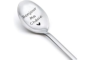 SHIQIAO SPL Bonjour Ma Chérie Cuillère Pour Femme Ideé Cadeau Couple Petits Cadeaux Anniversaire Saint Valentin Petite Amie Amoureux Couple Cuillère à Café Dessert Glace