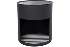 RedFire Tonneau à Feu Noir Acier Foyer Cheminée d'Extérieur Jardin Terrasse