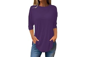 Långärmad damtröja för leggings, 3/4 ärm tunika damer oversize t-shirt bastoppar enfärgad lång blus festlig långärmad tröja e