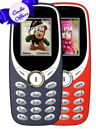 IKALL K31 Basic Feature Mobile Phone (Dark Blue and Red, 64MB) - Pack of 2