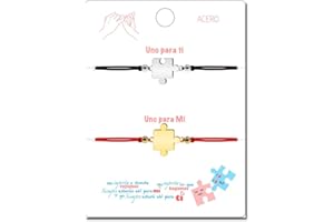 cotigo Pulseras para Parejas Amistad con Acero Inoxidable y Cuerda de Cera – Regalo Aniversario para Novios, Amigas, Familia – Pulsera Ajustable para Hombre y Mujer