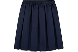 Fashionesta Flowk® Kids Girls Back to School Stretchy Round Bottom Skirt, Fully Elasticated Waist Box Pleated Skirts Formal Summer Uniform Dress Age 4-18 Years