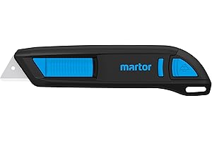 MARTOR Sicherheitsmesser mit Klingeneinzug & Abgerundeter Klinge, SECUNORM 300, Profi Cuttermesser, Leicht, Kunststoff, Rechts- & Linkshänder, 17 mm Schnitttiefe