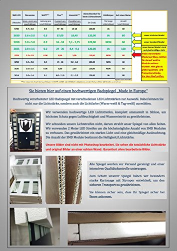 LED Badspiegel 50 x 70 cm Spiegel mit Beleuchtung Bad Spiegel – 667978-1-W57 – warm – weiß - 5