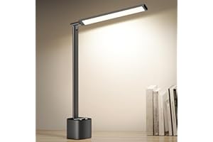 bravzurg Lampa stołowa, bezprzewodowa, ładowana, 5000 mAh, aluminiowa lampa stołowa LED, akumulator, składana, przenośna i regulowana, możliwość ściemniania, bezprzewodowa lampka do biura, czytania,