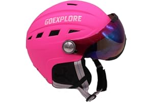 TentHome Skiing Helmet Women Men Ski Snowboard Helmet Snow Sports Adjustable Helmet Visor with Detachable Photochromic Polarizing Goggles