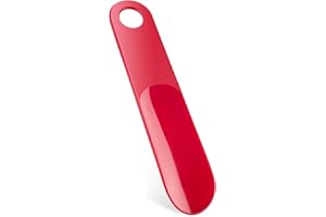 Teepacioka Kunststoff Schuhlöffel, 1er-Pack Shoe Horn, 18,7 cm Lang Mini Schuhanzieher, Kurzer Schuhhelfer mit Wandhalterung - Rot