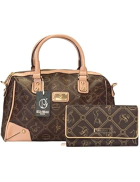 Giulia Pieralli Damen Handtasche Geldbörse SET Tasche Henkeltasche Braun 2622B + G001