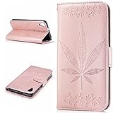 HTC Desire 820 Case,BONROY® HTC Desire 820 Maple leaf embossed pattern PU Leather Phone Holster Case, Flip Folio Book Case Wallet Cover with Stand Function, Card Slots Money Pouch Protective Leather Wallet Case for HTC Desire 820
