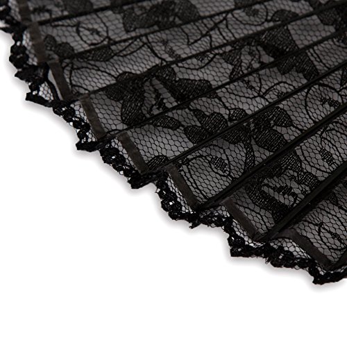 Spitze Fächer Schwarz – Sevada Japanische Handfächer Karnevals Party Hochzeit Dekoration Tanzabend Geschenk Maske - 5