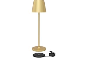 Ściemnialna lampa stołowa LED K-Bright | Nadaje się do wnętrz i na zewnątrz | Akumulatorowa | 3000K Ciepłe białe światło | Designerska lampa stołowa | Stykowa stacja ładująca | Złoto