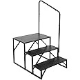 VEVOR RV Steps, 3-Step RV Stairs, 440 LBS Load Capacity, Thickened Carbon Steel, With Handrail, Non-Slip Steps for Safe Entry and Exit, Suit for RV, Trailer, Camper Steps