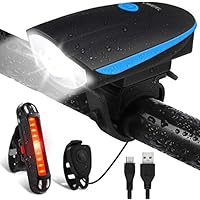 Luci per Bicicletta, OMERIL Luci Bicicletta LED Ricaricabili USB con Clacson, Luce Bici Anteriore e Posteriore Super Luminoso Luce Bici LED per Bici Strada e Montagna- Sicurezza per Notte