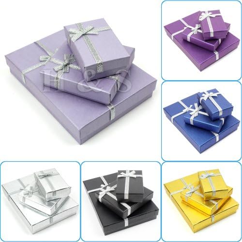 H&amp;S® 12 x Luxury Jewellery Presentation Gift Boxes Packaging Packing Case (Lilac, 8 x 5 x 2.5cm)