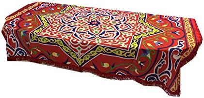 Memories Maker Ramadan Table Cloth with Red Fringes, 100cm L x 135cm W