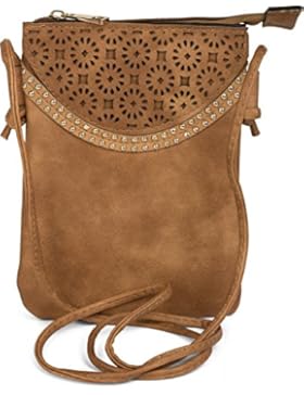 styleBREAKER Minibag Umhängetasche mit Blumen Cutout Muster und Nieten, Schultertasche, Tasche, Damen 02012127