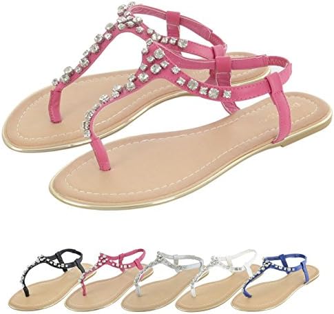 Pia Rossini Womens Summer Sandals Flat Chianti Beach Holiday Shoes Ladies Diamante Strappy Slip On Elastic Ankle Flip Flop