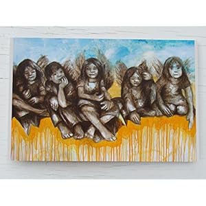 Weihnachtkarte mit Engeln, Engelschar malt im Himmel, adventliche Glückwunschkarte mit Schutzengeln, Farbengel, Schutzengel Karte Taufe