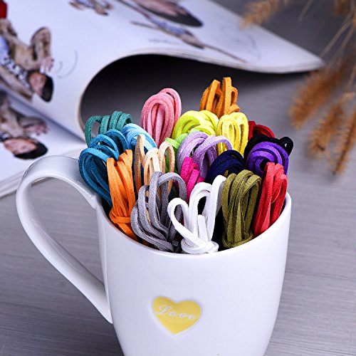 Outus 3 mm Lederschnur Faux Wildleder String Threads mit 100 Stück Silver Cord Enden, 20 Meter, 20 Farben - 2