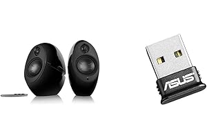 EDIFIER Luna Eclipse - Kit d'enceintes Design 2.0 Bluetooth avec Télécommande IR Noir 74 W & ASUS USB-BT400 Nano Bluetooth Clé (Utilisez la Nanette PS4 et Xbox One sur PC, Bluetooth 4.0)