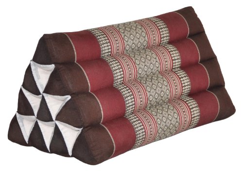 Kapok Thaikissen, Yogakissen, Massagekissen, Tantrakissen, Strandkissen - Braun/Bordeux (Dreieck 52x30x34)
