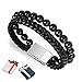 Produktbild Crazy-M Herren Armband Leder Armband Naturstein Geflochtenes Armband aus Onyx Magnetverschluss aus Edelstahl | Exklusive Schmuckschachtel | Tolle Geschenkidee