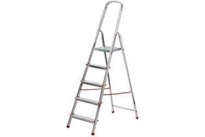 FACAL Scala domestica 5 gradini in alluminio portata 150kg Eurodomus E5/N, altezza 166 cm