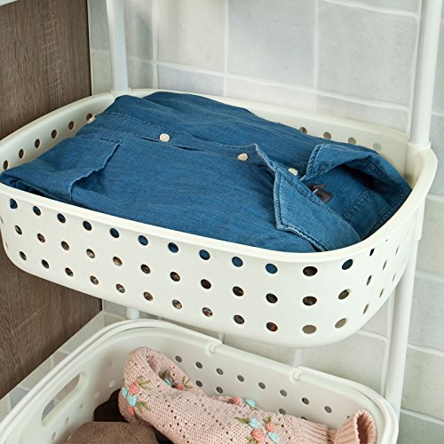SoBuy Wäschewagen, Badregal, Aufbewahrungswagen, Wäschesammler, Wäschebox, Wäschekorb mit 3 Körben, FRG31-W - 6