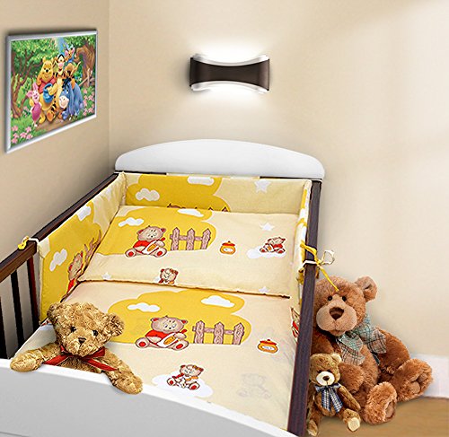 COT BUMPER 100% COTTON PADDED FOR BABY FIT COT 120x60 140x70 STRAIGHT (180cm to fit cot 120x60cm, Teddy Cloud Peach)