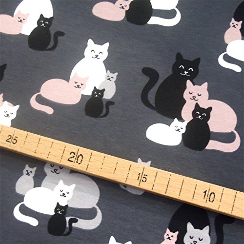 0,5m Jersey Katzen grau-rosa & 0,5m Jersey Sterne grau-rosa Muster-Mix 95% Baumwolle 5% Elastan Stoffbreite 1,4m (insgesamt 1m x 1,4m) - 2